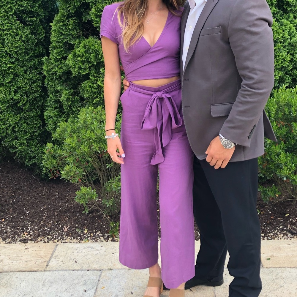UO Purple highwasted jumpsuit / pants romper